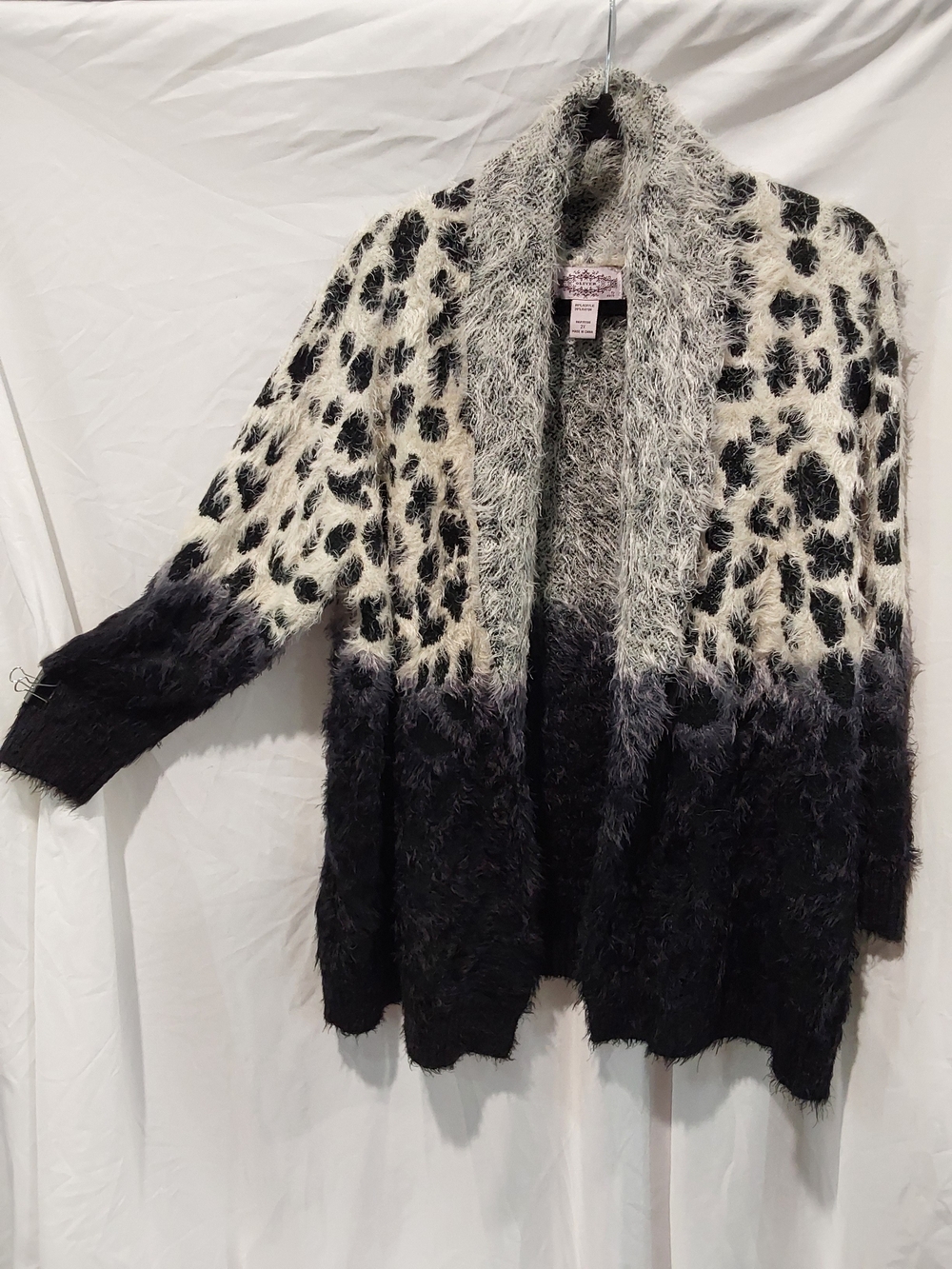 Olivers Cream & Black Leopard Ombre Fuzzy Open Cardigan